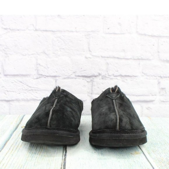 UGG Australia Tasman Black Suede Slip On Shearling Lined Slippers Size 12 - Picture 4 of 10